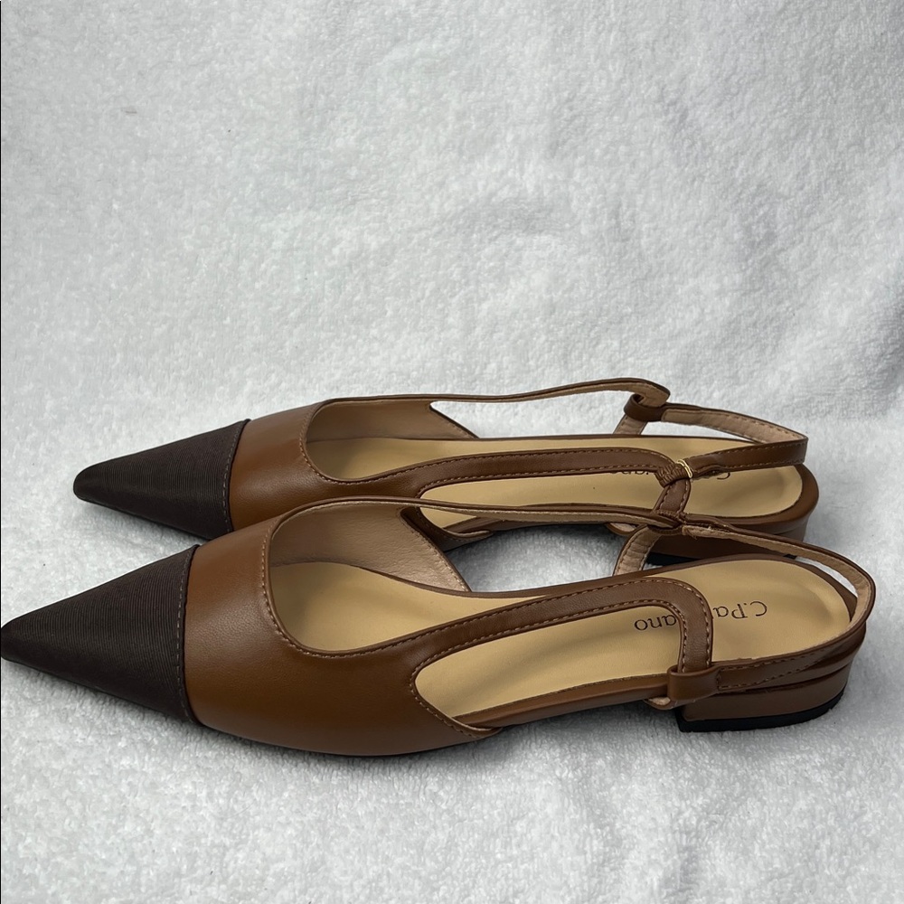 Brown and dark brown Women's Slingback Shoes - Picture 3 of 7